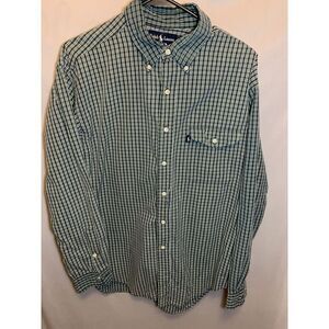 Mens L Ralph Lauren Creek Cotton Green Plaid Button Down Shirt Long Sleeve‎